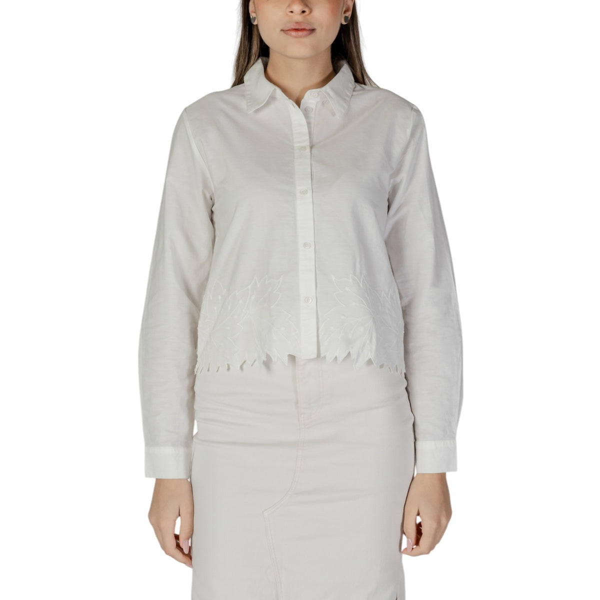 Image 1 : Chemise blanche femme Jacqueline De Yong manches longues coupe classique — delvale