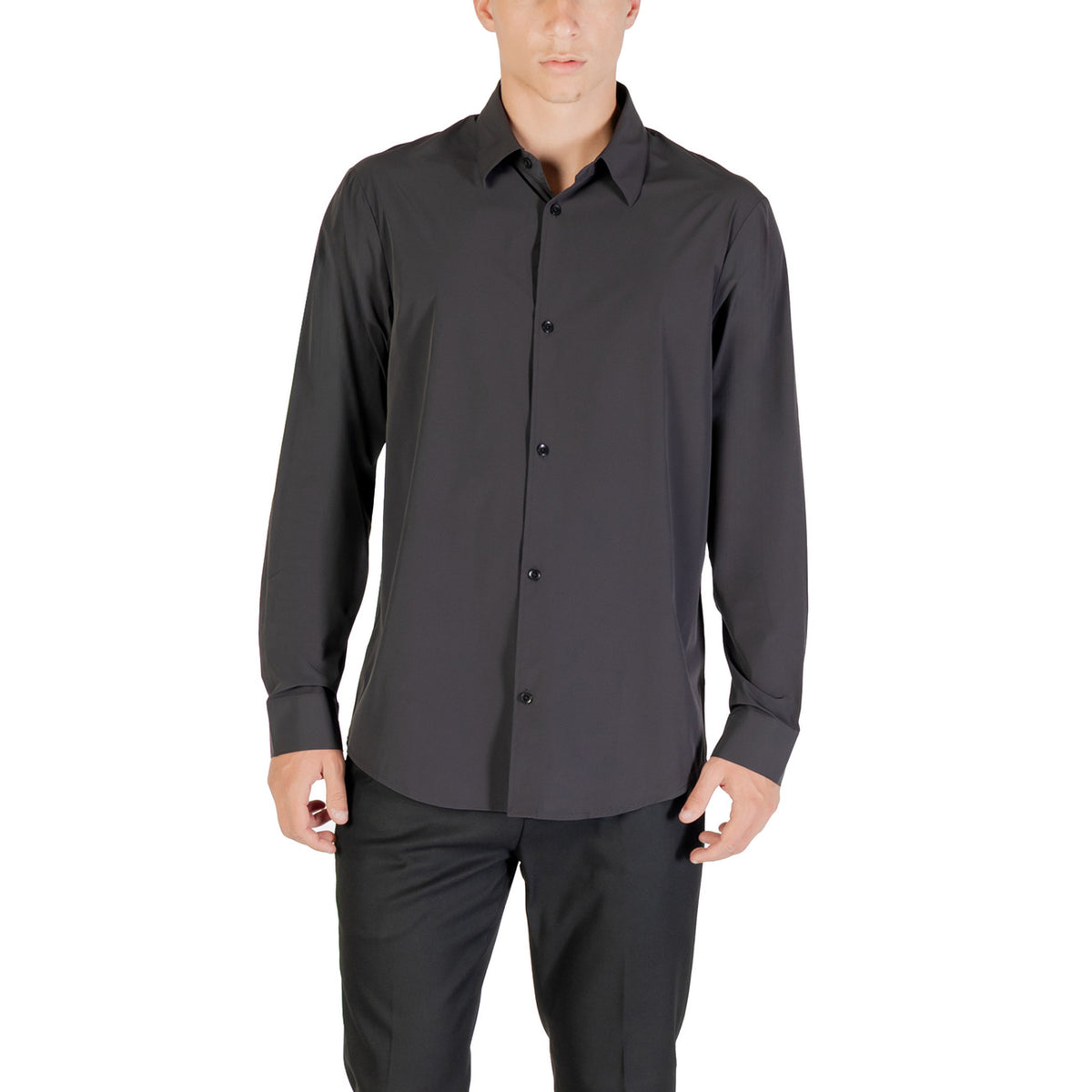 Image 4 : Chemise Armani Exchange homme blanc col classique manches longues, présentation produit — Delvale