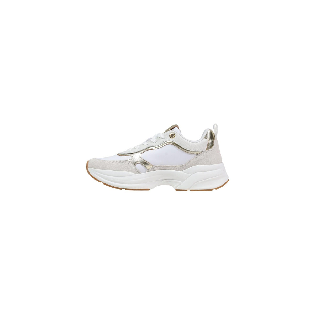 Image 3 : Détail de la semelle compensée épaisse blanche et de la semelle extérieure caramel des baskets Tommy Hilfiger femme — Delvale