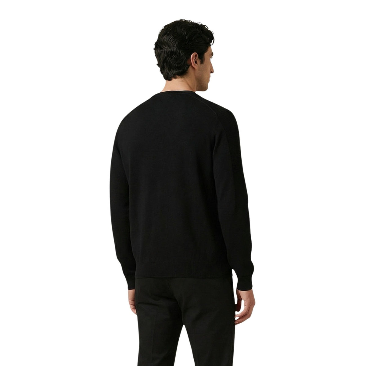 Image 3 : Détail du pull noir Antony Morato homme, logo brodé Morato sur le côté gauche de la poitrine, tissu coton fin — 9yvwh4-xt