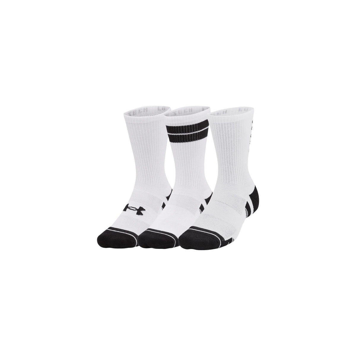 Image 1 : Lot de 3 paires de chaussettes Under Armour Performance Crew blanc et noir, vue de face — Delvale