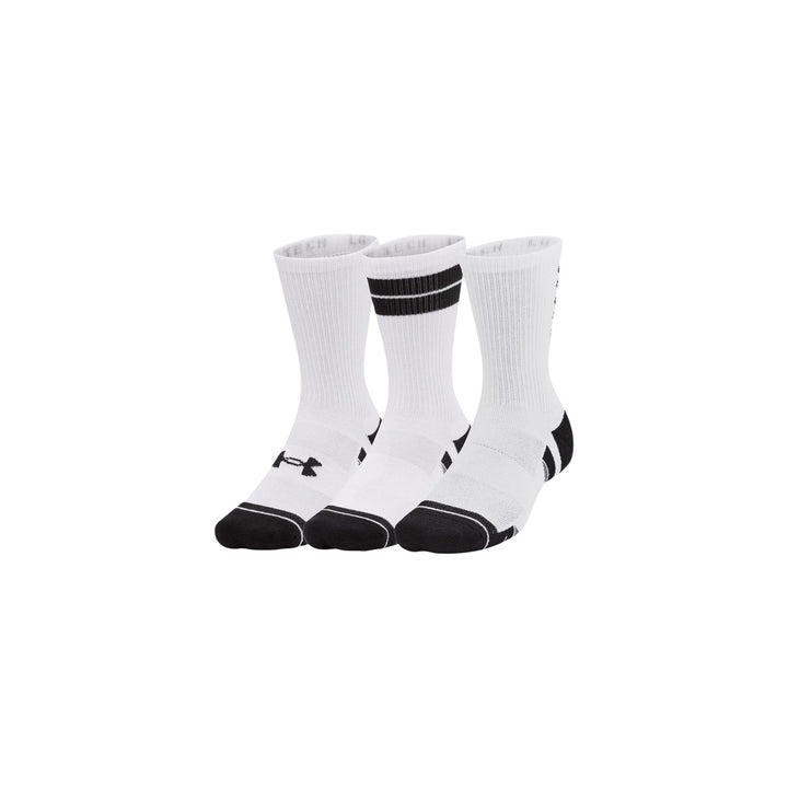 Image 1 : Lot de 3 paires de chaussettes Under Armour Performance Crew blanc et noir, vue de face — Delvale