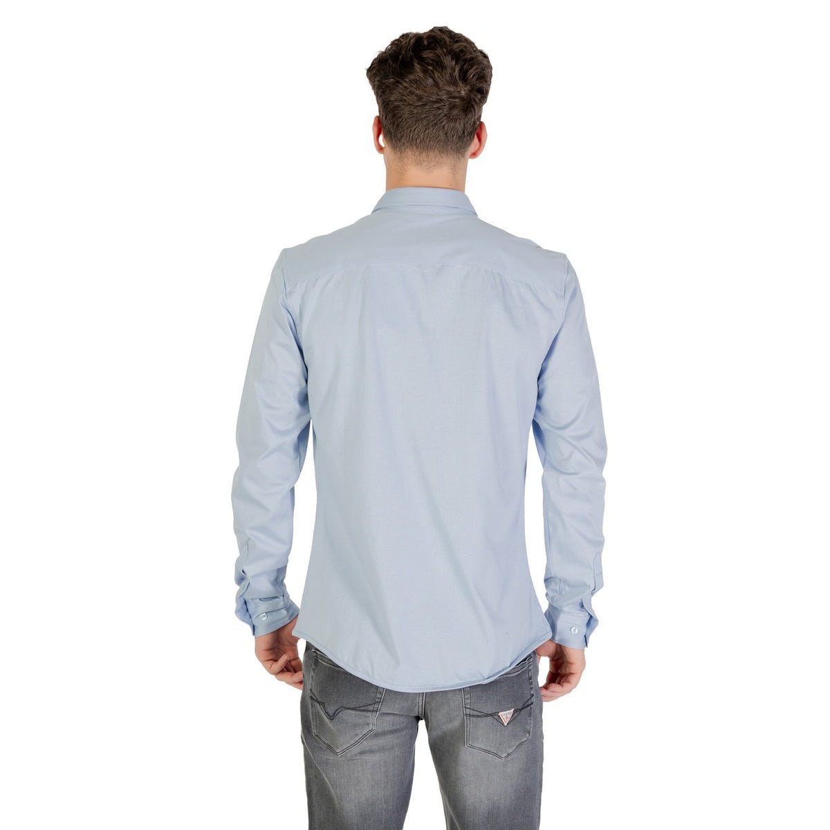 Image 2 : Détail chemise Only & Sons homme bleu azur manches longues coton — Delvale