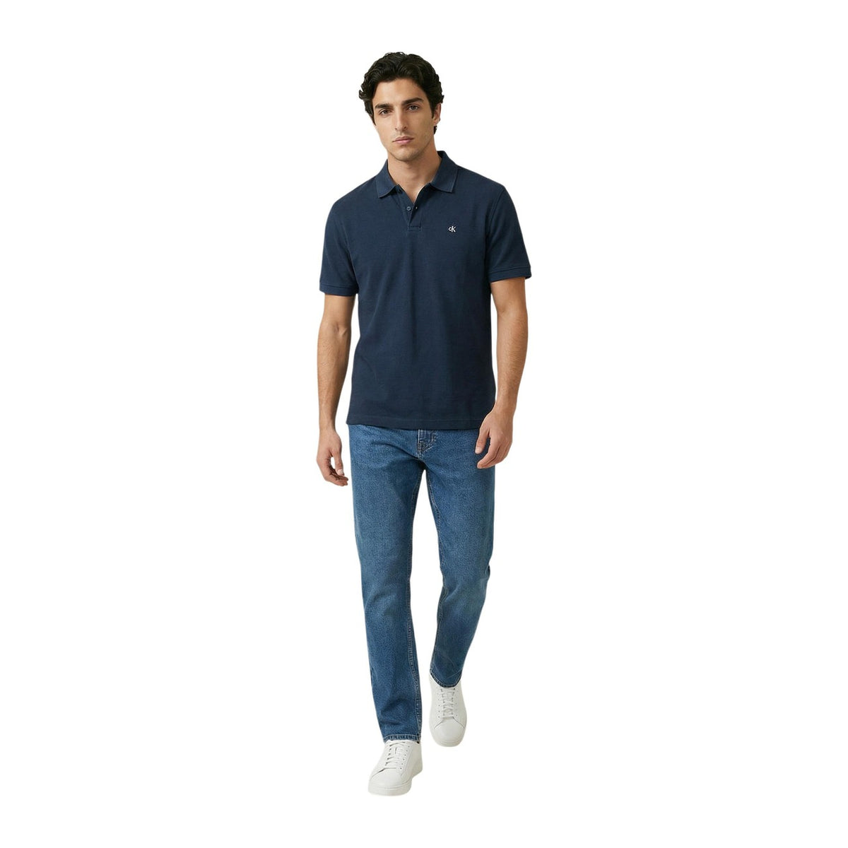 Image 3 : Polo homme Calvin Klein Jeans bleu manches courtes, vue de profil — Delvale