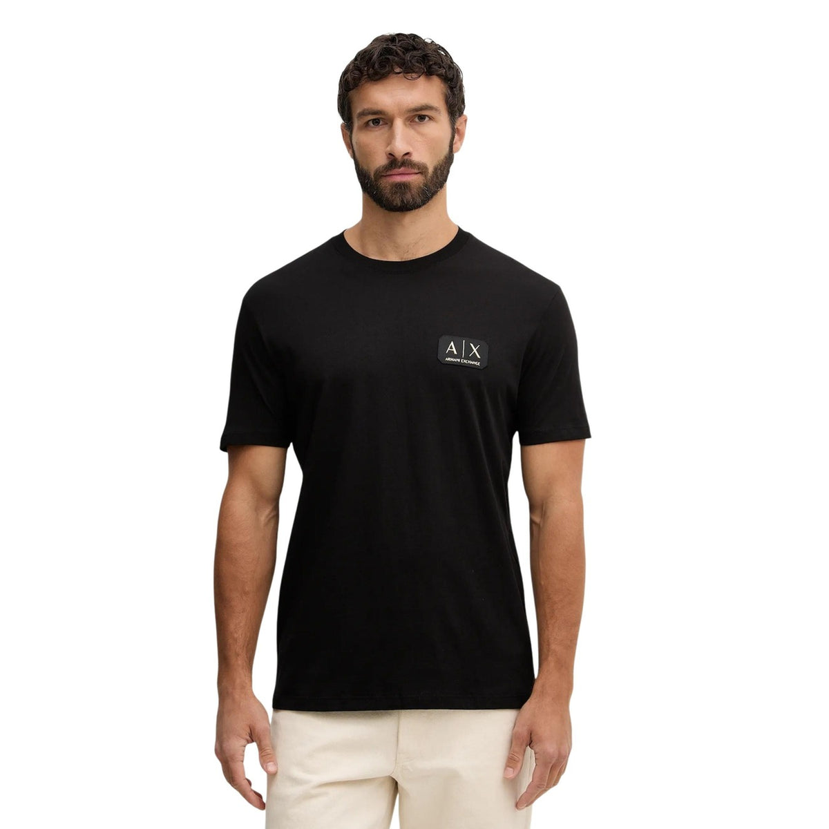Image 1 : T-shirt noir Armani Exchange homme col rond manches courtes — Delvale