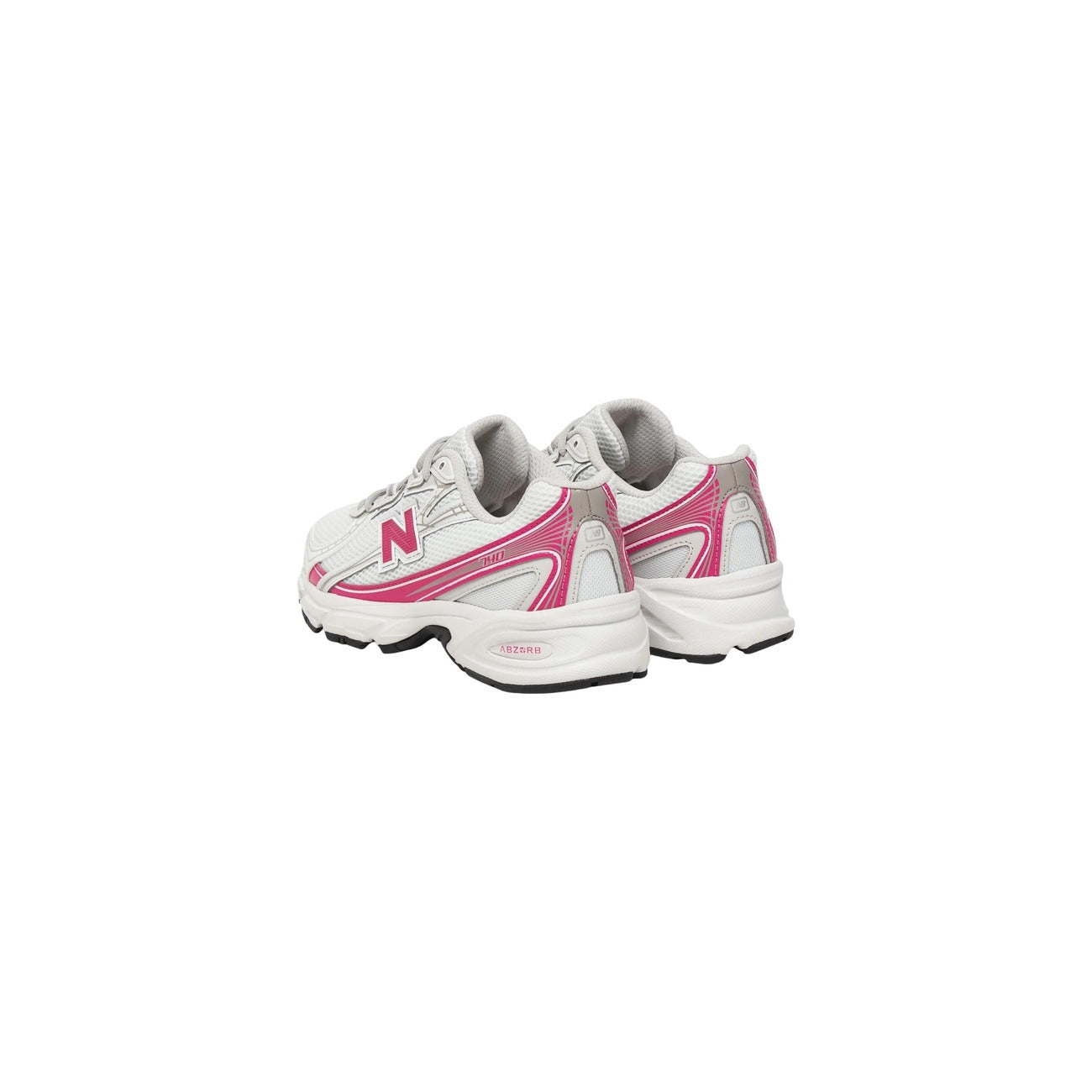 Baskets New Balance femme blanc et rose fuchsia vue de dessus — fermeture lacets empiècements structurés