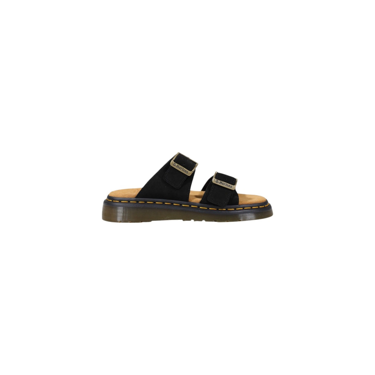Dr. Martens Josef noire vue de profil avec double bride et semelle signature