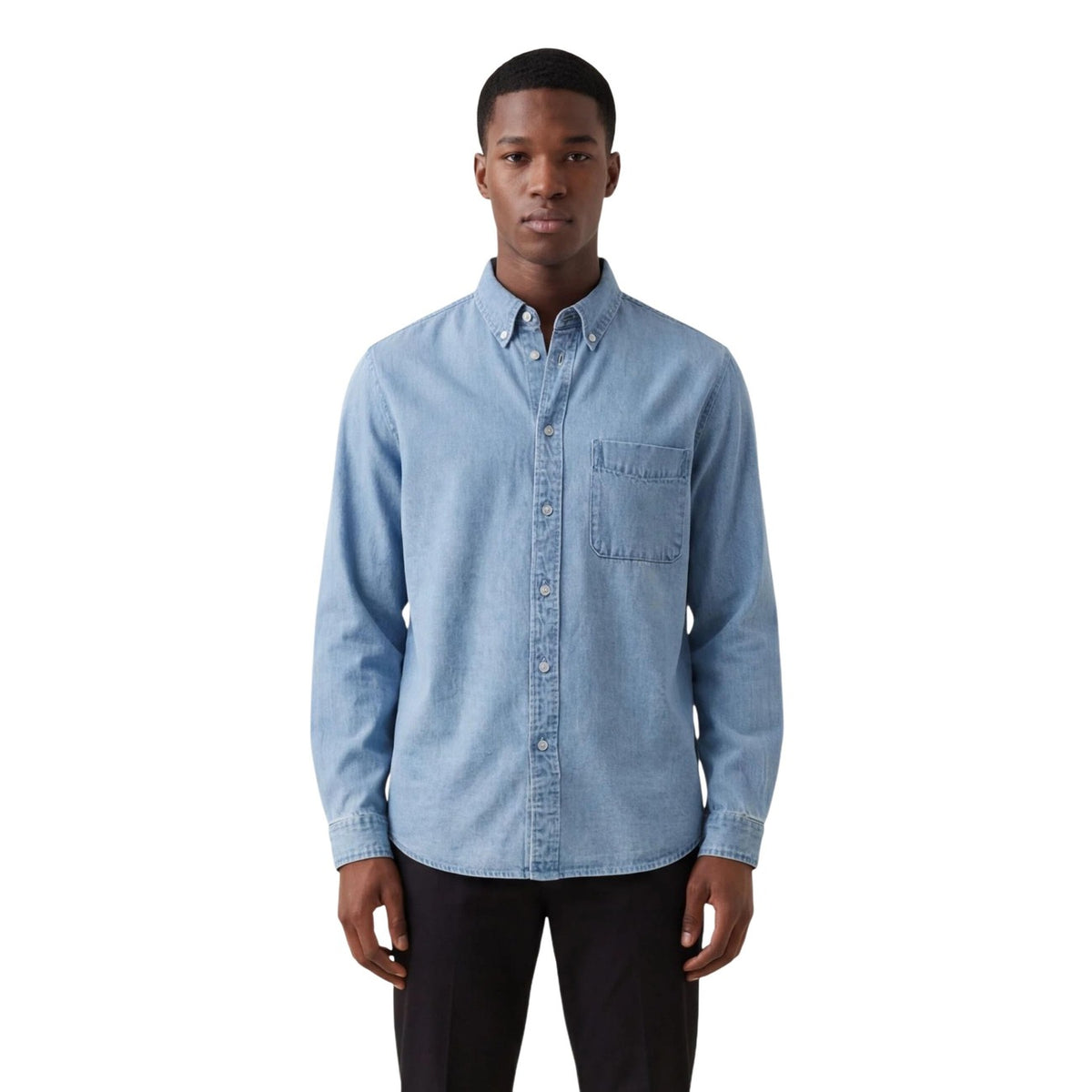 Image 3 : Vue dos chemise masculine Only & Sons bleu avec poche poitrine — Delvale