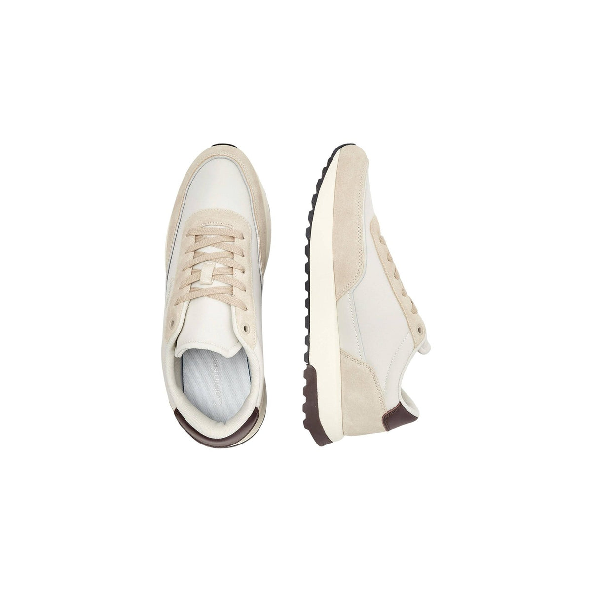 Image 2 : Baskets Calvin Klein Low Top Lace Up homme beige et marron vue de face — Delvale