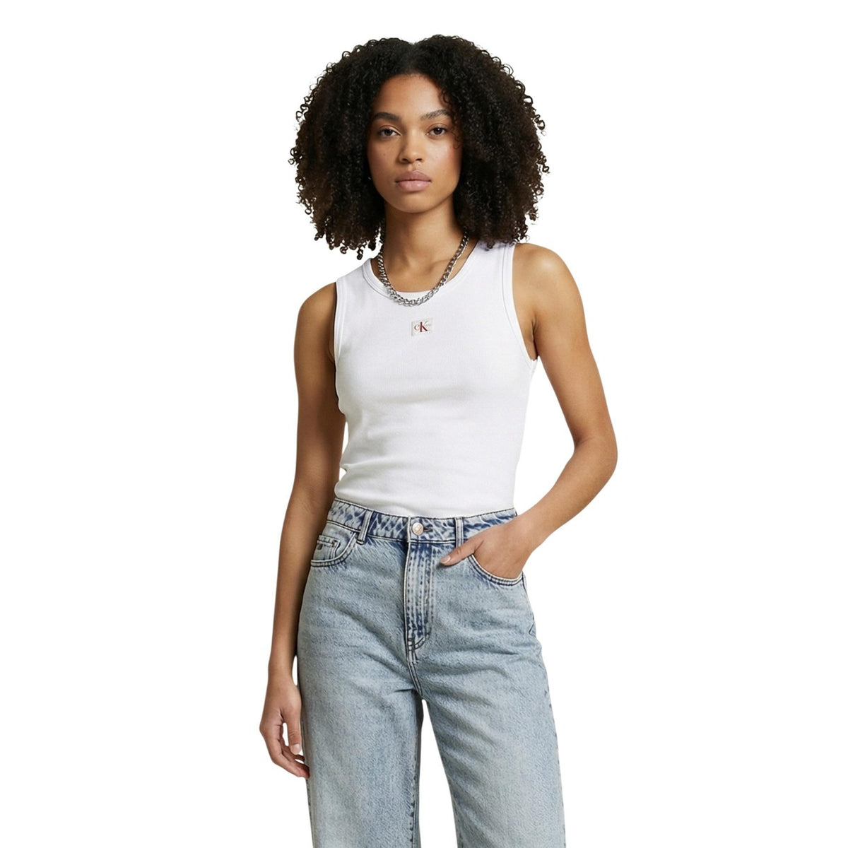 Image 5 : Débardeur Calvin Klein Jeans vert femme col rond style décontracté — Delvale