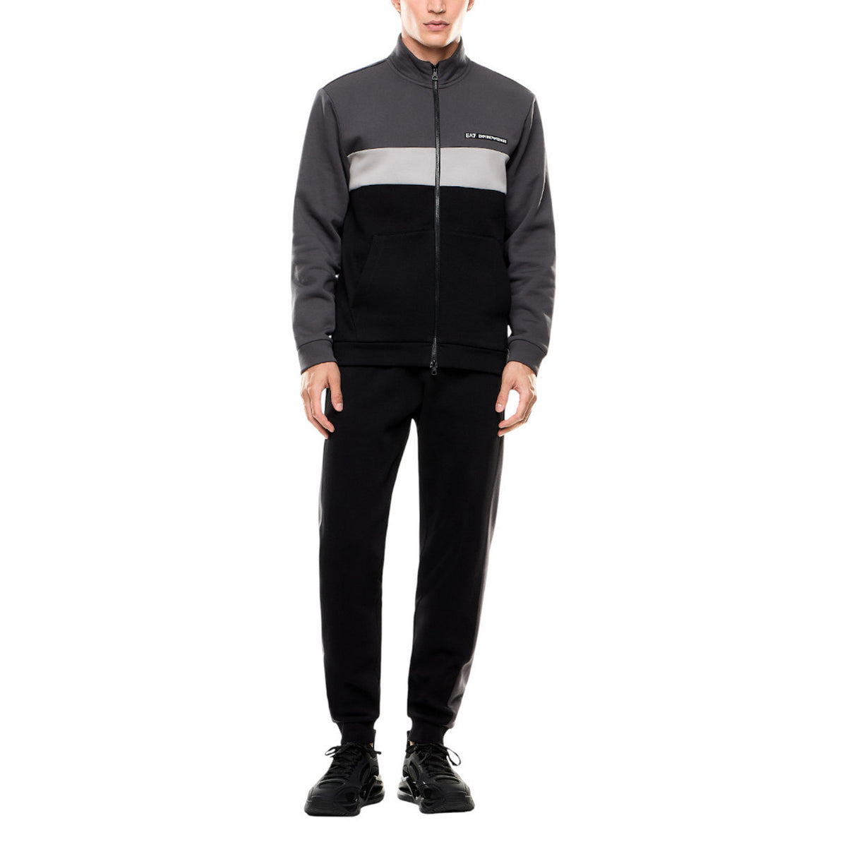 Image 1 : Survêtement EA7 homme noir avec fermeture éclair intégrale et col montant — Delvale