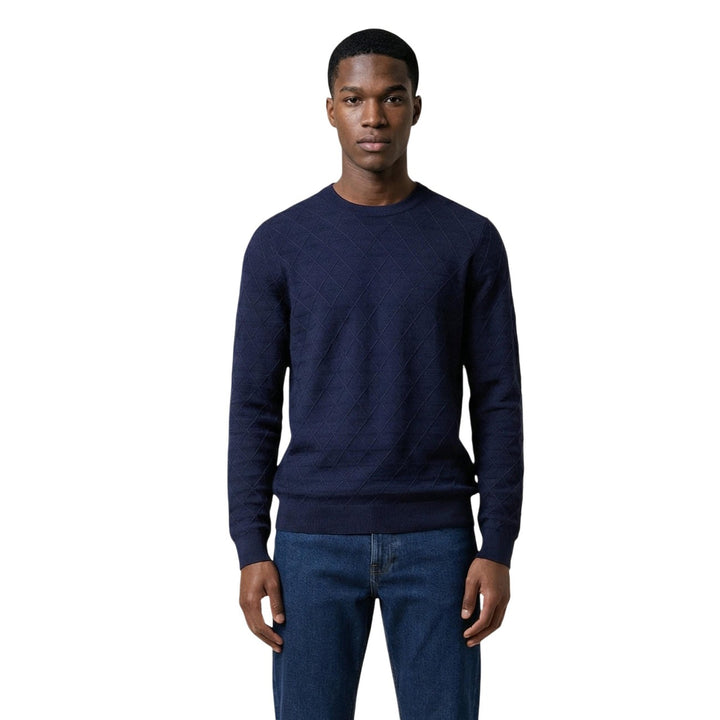 Pull Armani Exchange homme bleu marine encolure ronde manches longues – vue de face