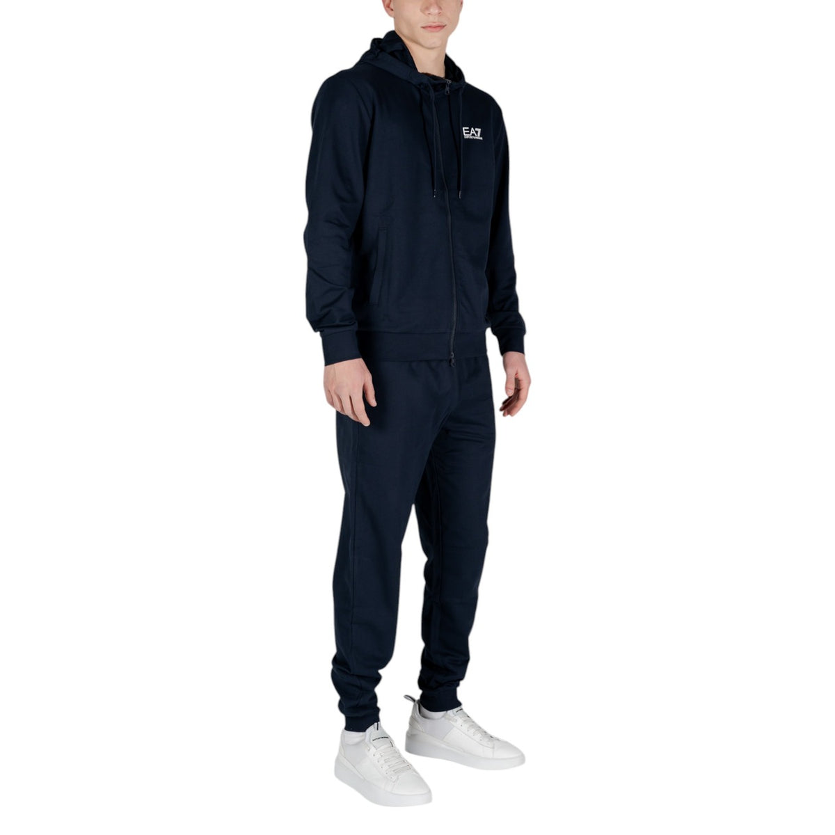 Image 3 : Vue côté du survêtement EA7 homme bleu, coupe ajustée — Delvale