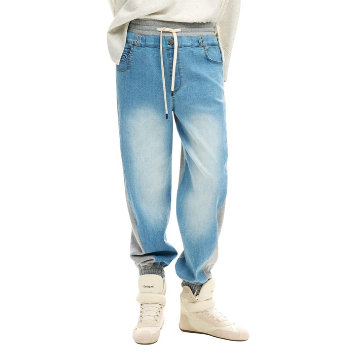 Image 1 : Jeans Desigual femme bleu azur avec fermeture lacets originale — delvale