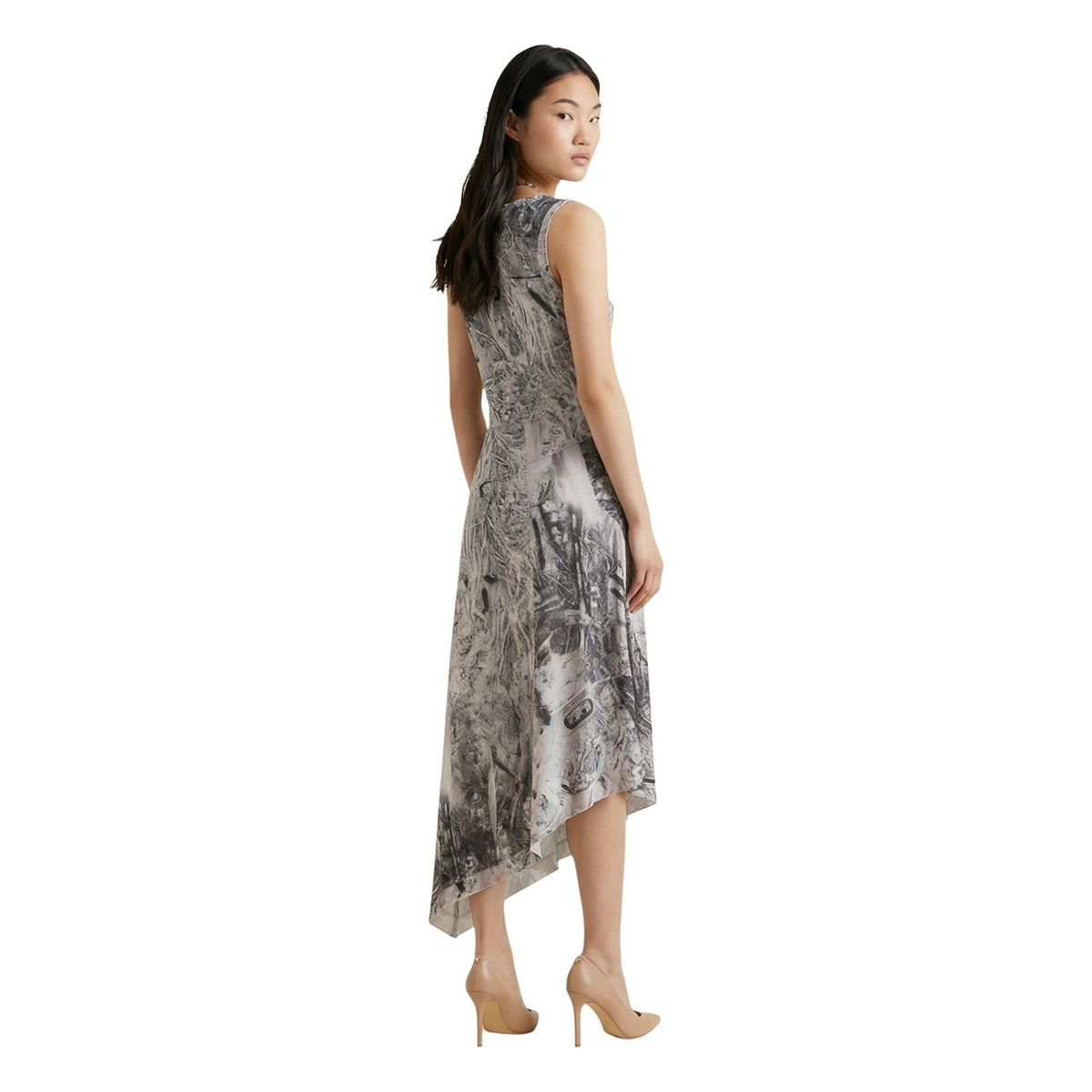 Image 2 : Détail robe Desigual grise en polyester élasthanne, coupe décontractée — delvale