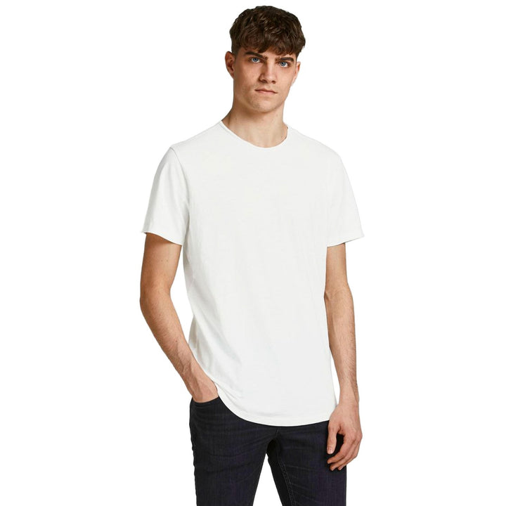 Image 1 : T-shirt homme Jack & Jones blanc col rond manches courtes vue face — delvale