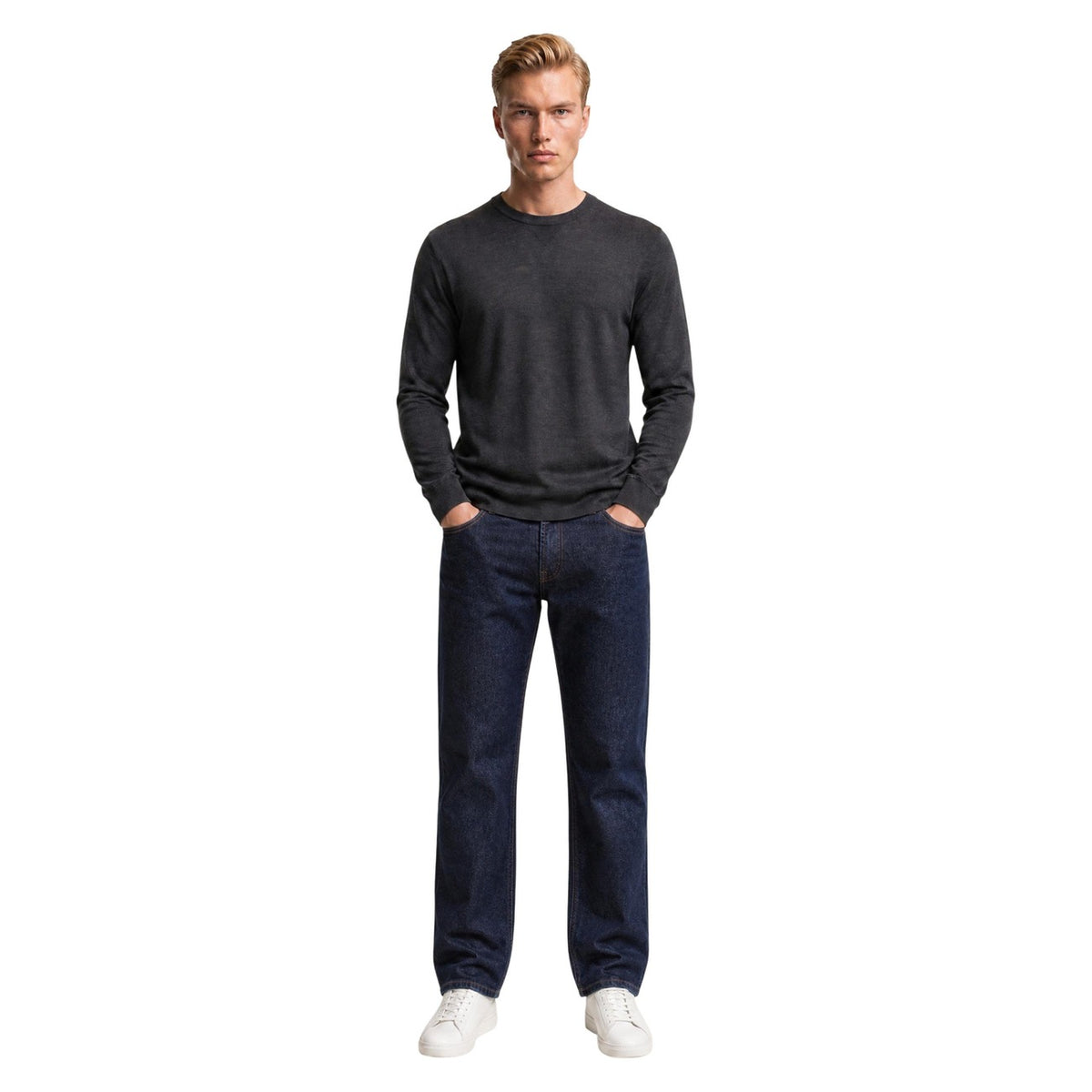Image 2 : Jean slim Replay homme bleu, détail coupe et jambe — Delvale