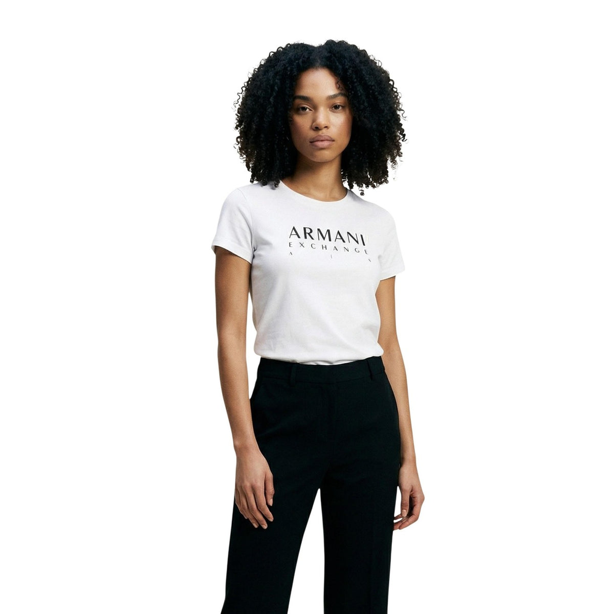 Image 4 : Vue d'ensemble du t-shirt femme Armani Exchange noir jersey — delvale