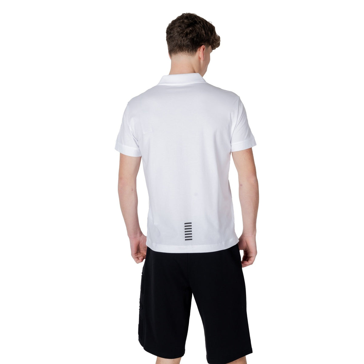 Image 2 : Polo EA7 homme blanc, détail du col polo et fermeture boutonnée — Delvale