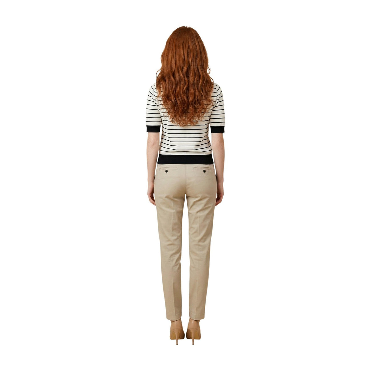 Image 3 : Détail polo Liu Jo femme blanc à rayures noires, col polo ouvert avec boutons, manches courtes contrastées noir — Delvale