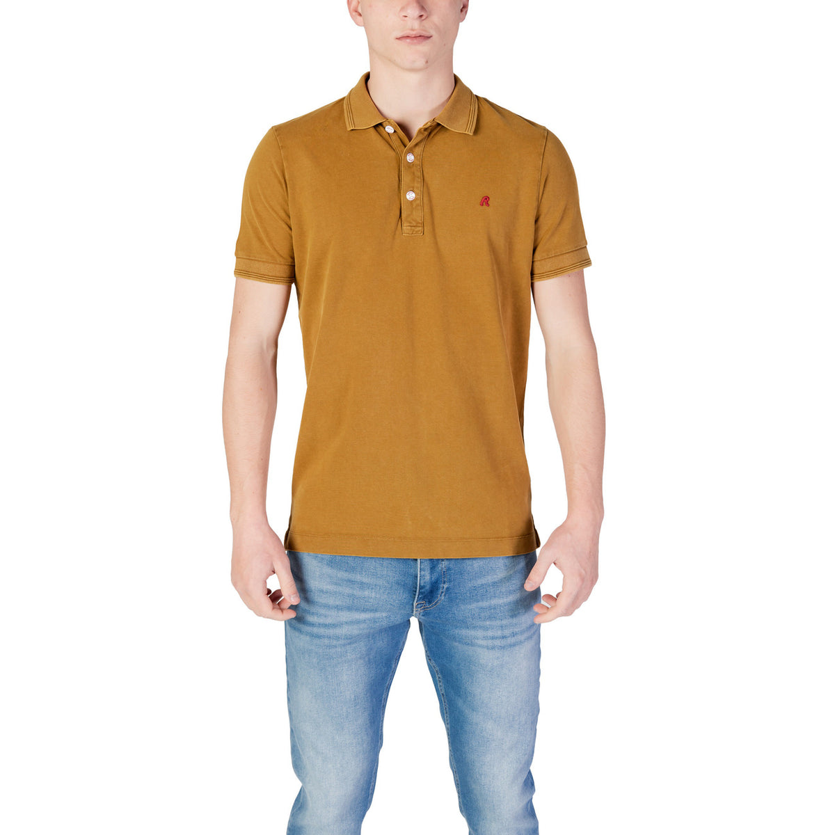 Image 1 : Polo Replay homme jaune en coton, manches courtes et col rond — Delvale