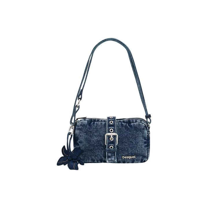 Image 1 : Sac à main Desigual femme format baguette en denim bleu avec boucle métallique et œillets décoratifs — delvale