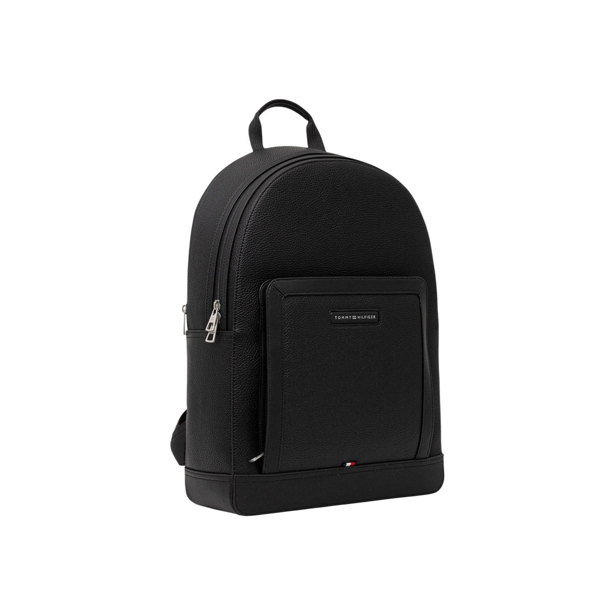 Image 2 : Sac à dos Tommy Hilfiger homme noir, détail de la poignée structurée et des bretelles, fermetures éclair argentées — Delvale