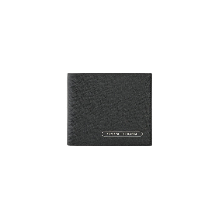 Portefeuille Armani Exchange homme cuir noir card holder logo AX gravé – vue de face