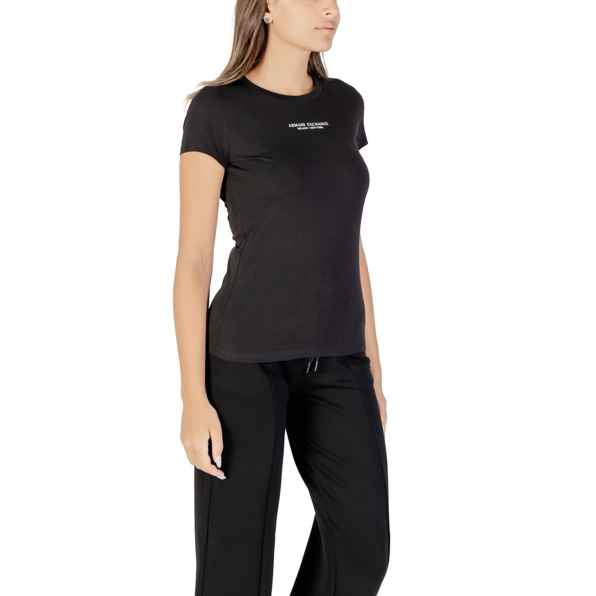 Image 3 : Vue arrière du t-shirt Armani Exchange femme noir à impression tendance — delvale