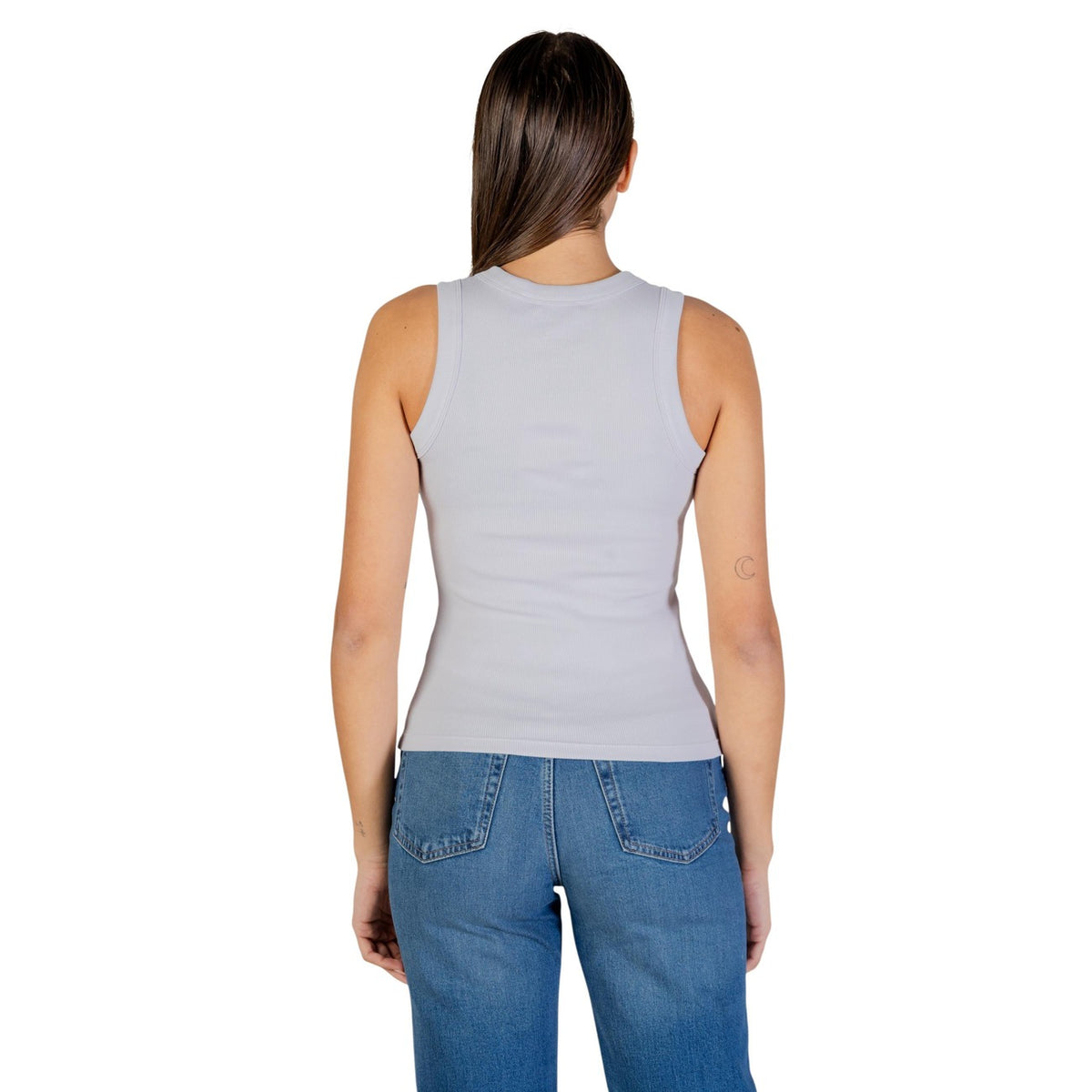 Image 5 : Zoom texture côtelée du débardeur femme Calvin Klein Jeans, matière stretch douce — Delvale