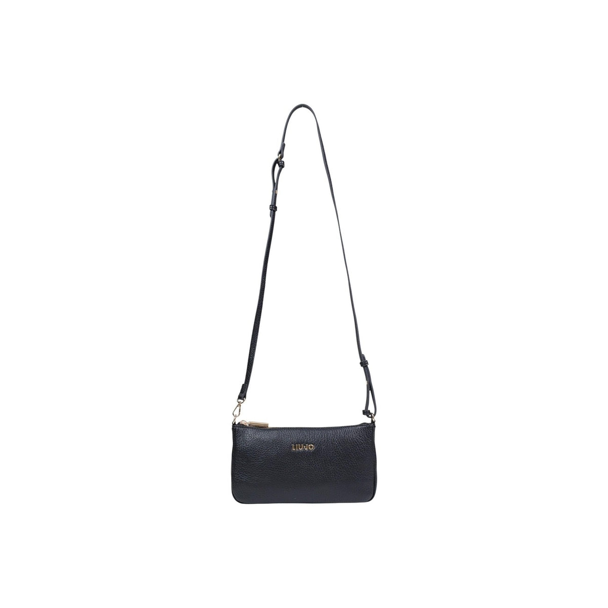 Image 2 : Pochette compacte Liu Jo noire grainée, détail quincaillerie dorée et inscription logo — Delvale