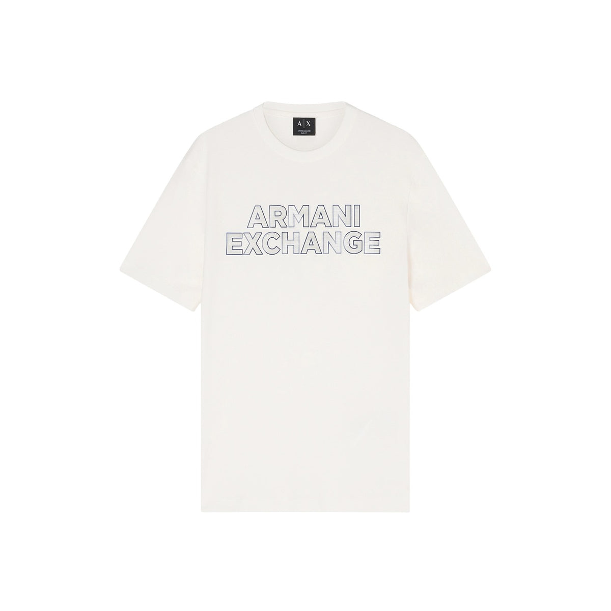 produit seul blanc :
T-shirt Armani Exchange homme blanc, inscription ton sur ton lettres capitales poitrine, fond blanc — Delvale