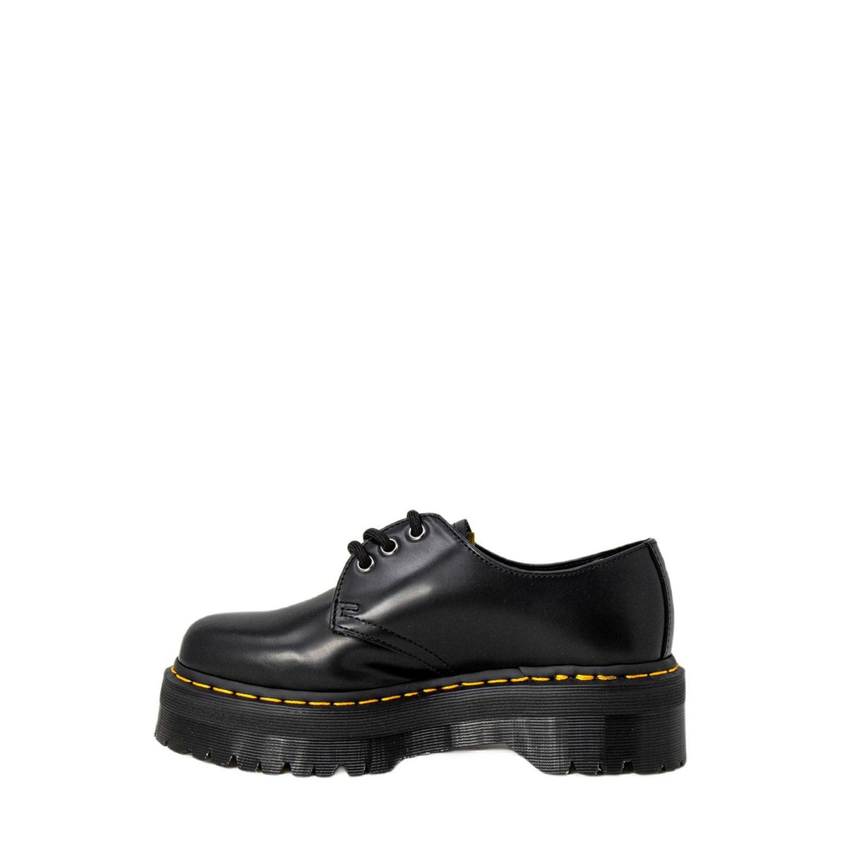 Image 2 : Dr. Martens 1461 Quad Black derbies femme détail lacets cuir premium — delvale