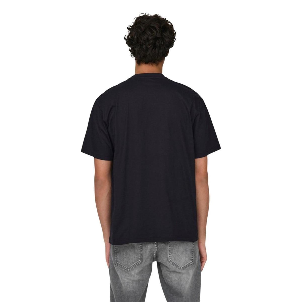 Image 2 : T-shirt Only & Sons noir manches courtes, détail de la coupe — Delvale