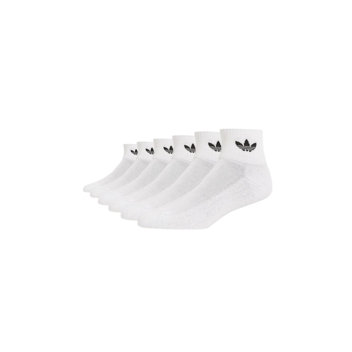 Image 1 : Lot de 6 paires de chaussettes Adidas Originals blanches tige basse avec logo Trefoil brodé en noir, vue d'ensemble — Delvale