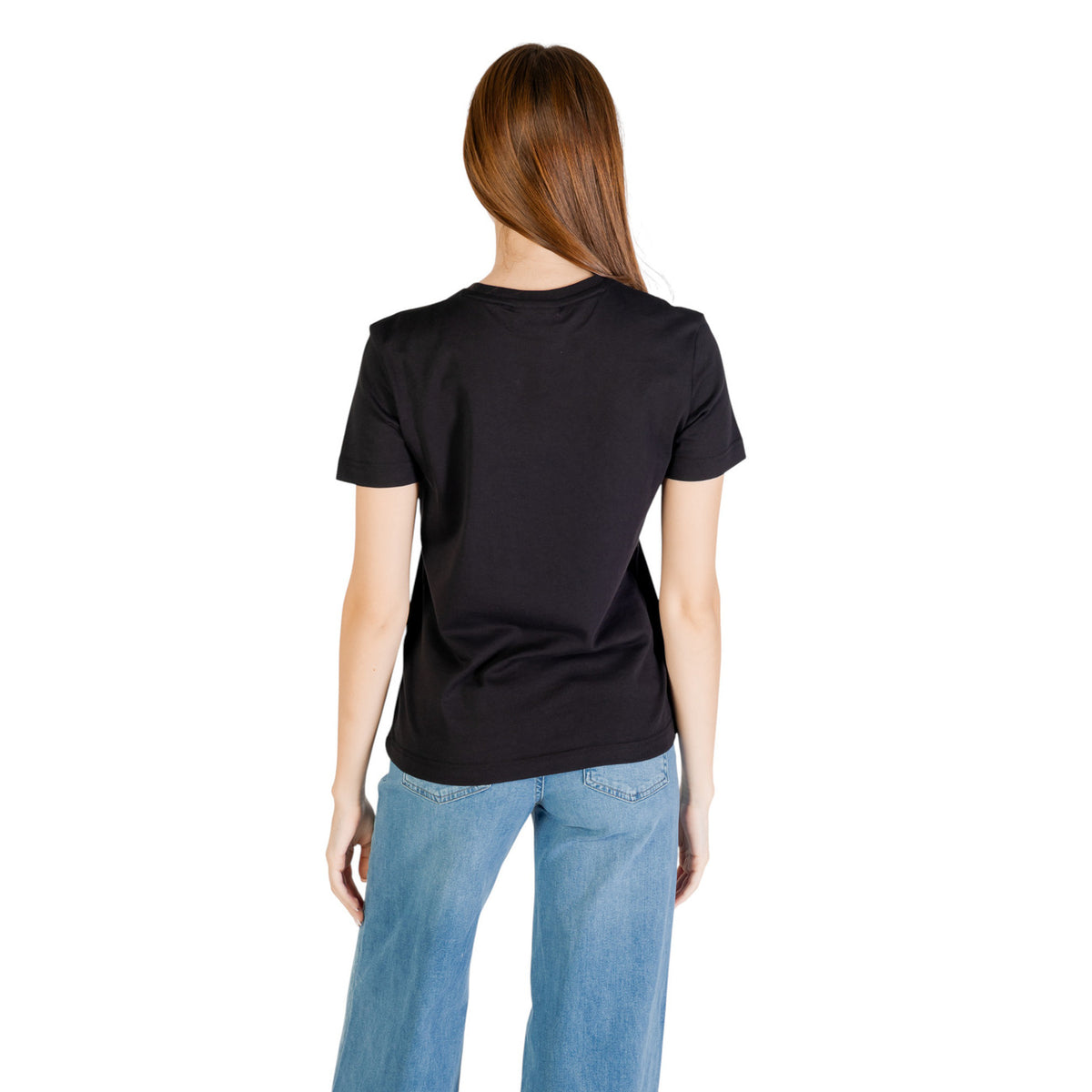 Image 2 : T-shirt Calvin Klein Jeans femme noir coton premium vue de face — Delvale