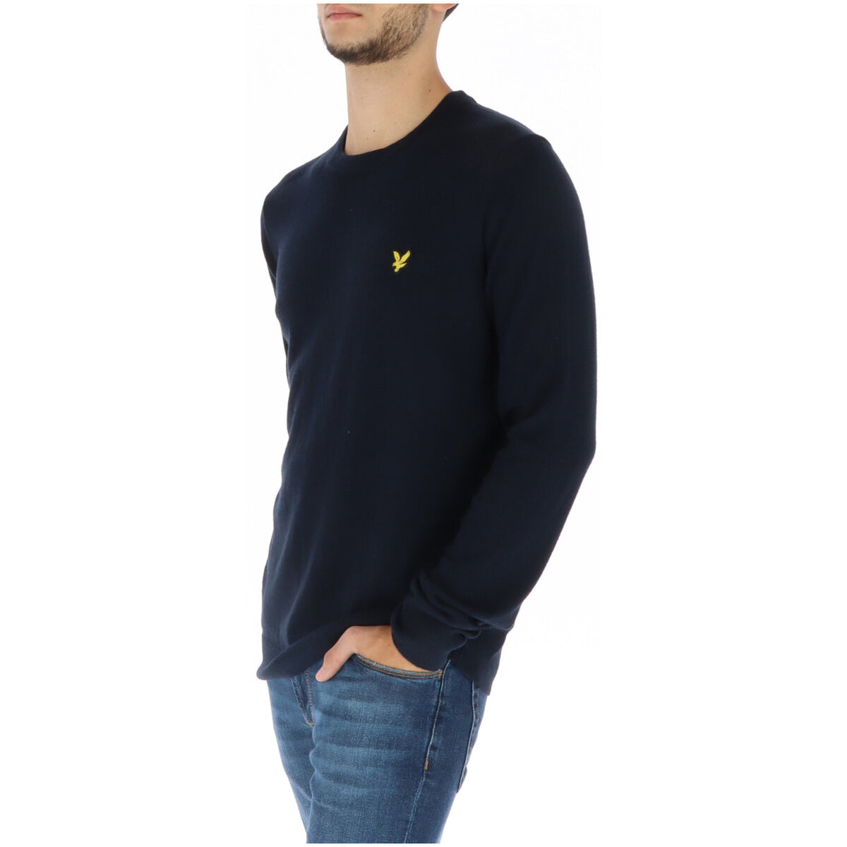 Image 3 : Vue dos pull homme Lyle & Scott bleu manches longues coupe moderne — Delvale