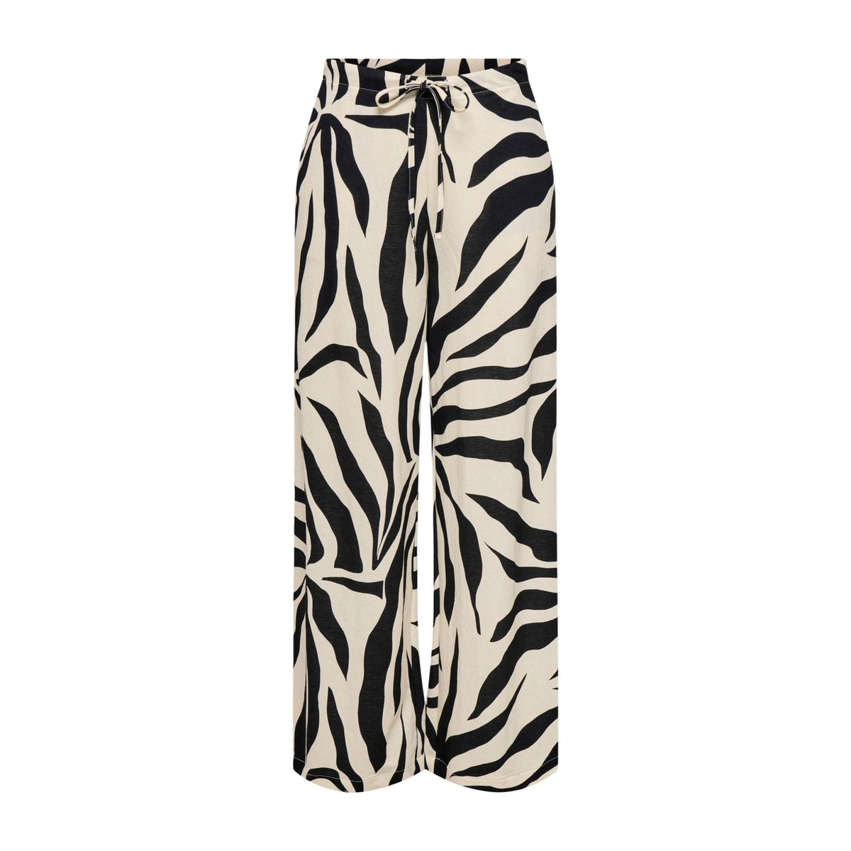 Image 3 : Détail du motif imprimé zébré noir et blanc du pantalon Only femme jambes larges — Delvale