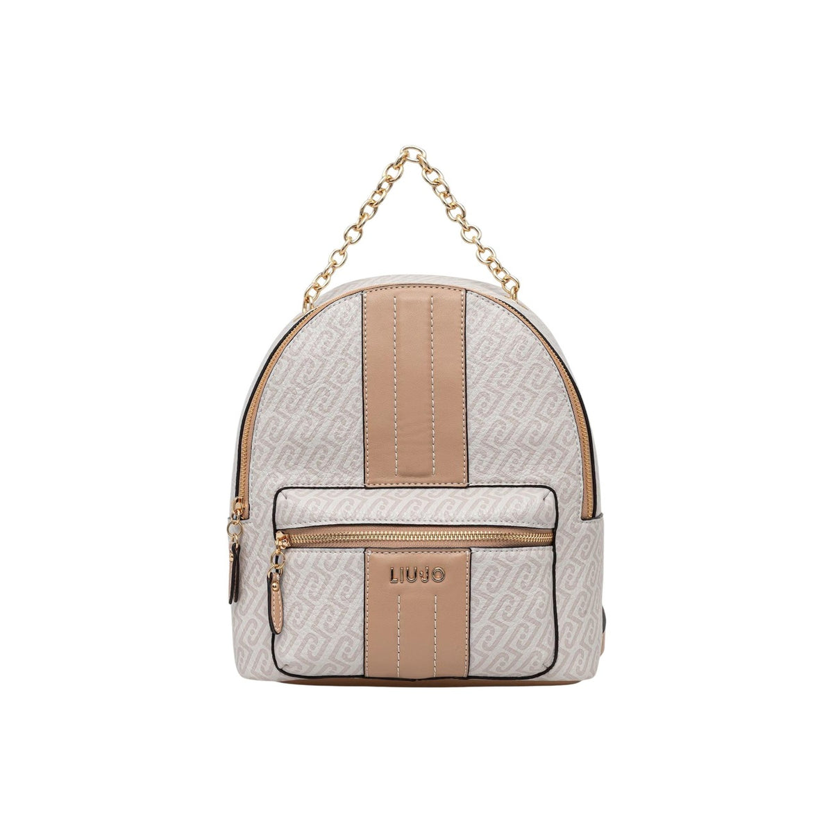 Image 4 : Vue ensemble sac à dos Liu Jo femme monogramme camel et brun fermeture éclair dorée — Delvale