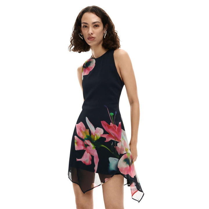 Image 1 : Robe Desigual femme noire à motif floral sans manches avec col rond — delvale