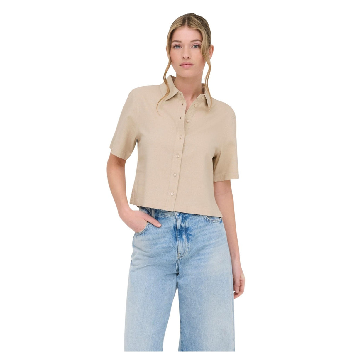 Image 6 : Chemise Only femme bleue styling casual avec jean — Delvale