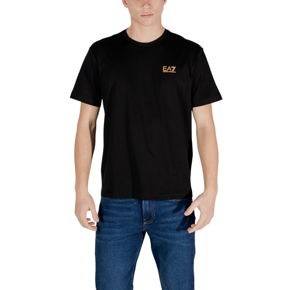 Image 1 : T-shirt EA7 homme noir col rond manches courtes en coton — Delvale