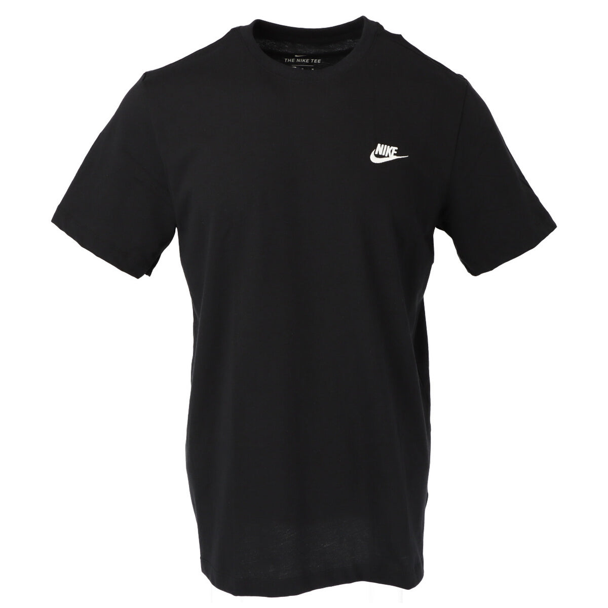 Image 1 : T-shirt Nike Club Tee homme noir à col rond avec logo Swoosh brodé blanc sur la poitrine, vue de face — Delvale