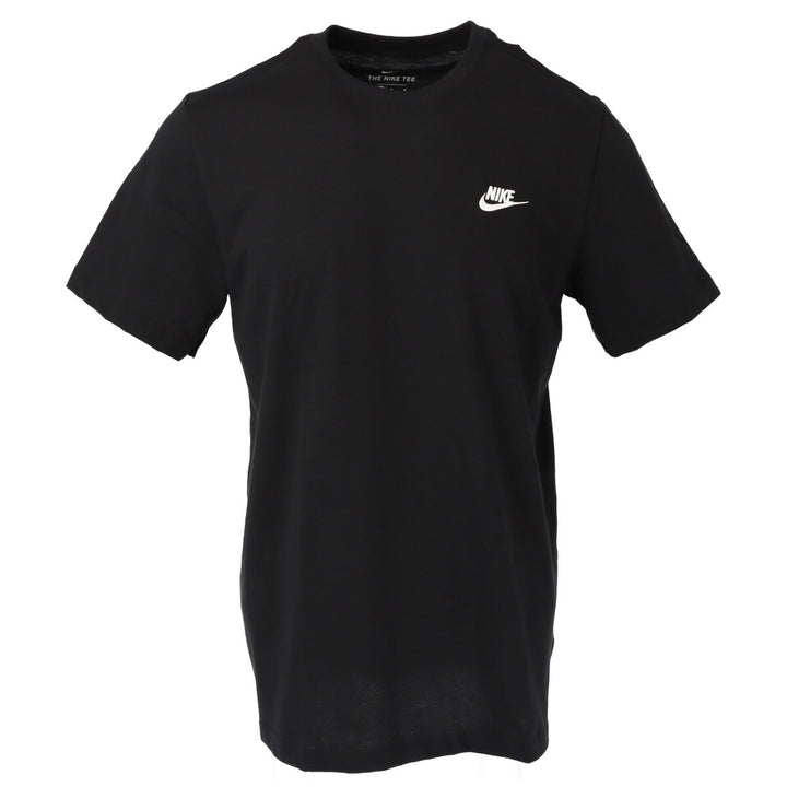 Image 1 : T-shirt Nike Club Tee homme noir à col rond avec logo Swoosh brodé blanc sur la poitrine, vue de face — Delvale
