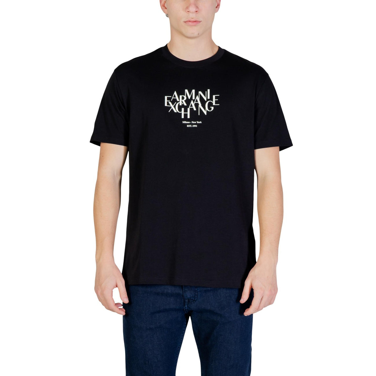 Image 5 : T-shirt Armani Exchange homme bleu vue d'ensemble styling — Delvale