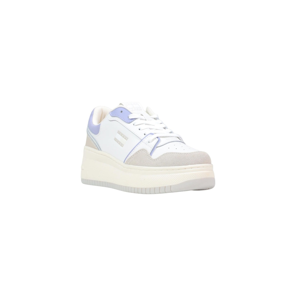 Image 2 : Baskets femme blanches Tommy Hilfiger Jeans en chamois vue de face — delvale
