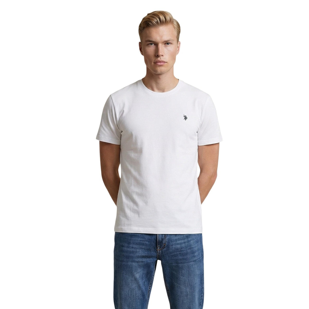Image 7 : T-shirt U.S. Polo Assn. homme bleu marine, présentation à plat sur fond blanc — Delvale