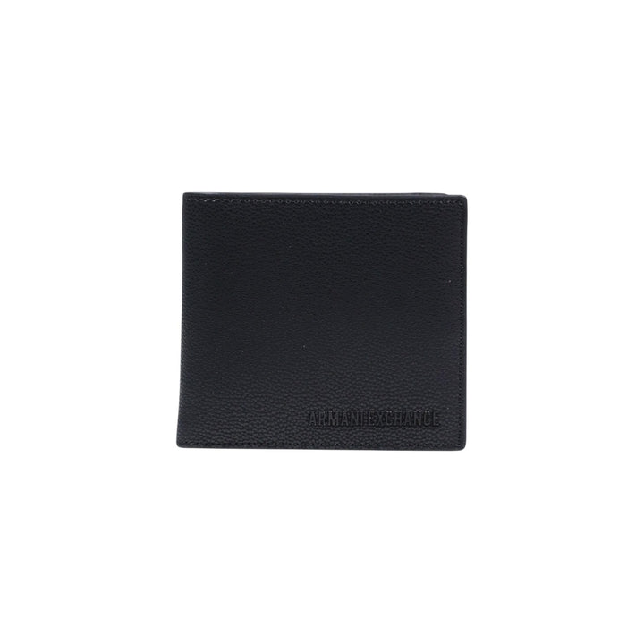 Image 1 : Portefeuille homme Armani Exchange bi-pliable en cuir noir, logo AX gaufré en façade, fond blanc — Delvale