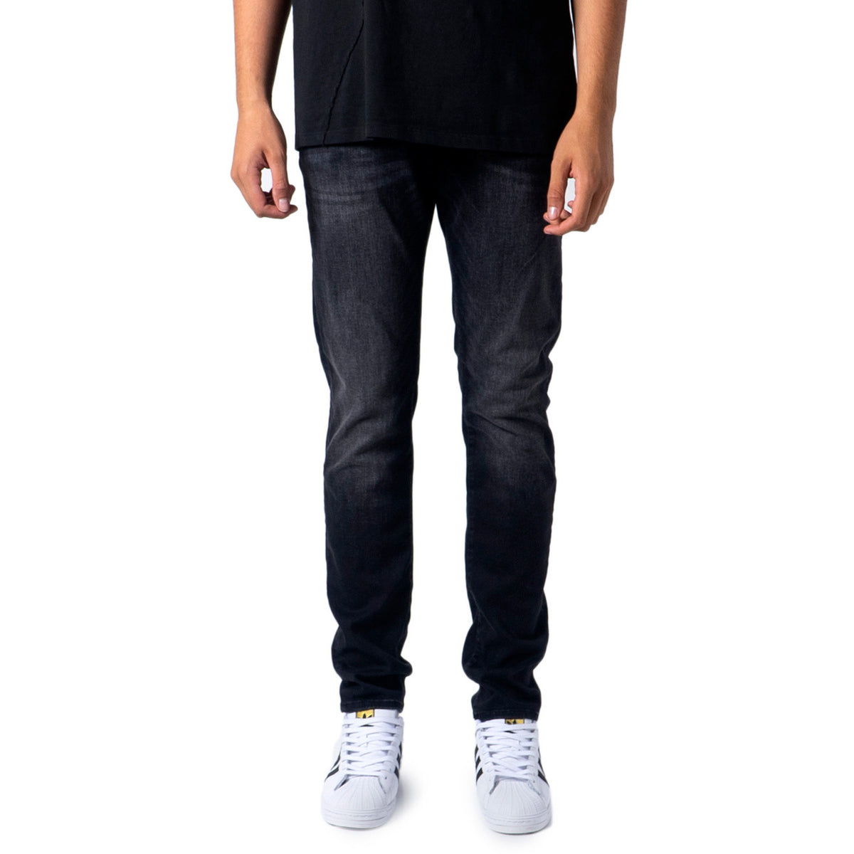 Image 1 : Jean homme Jack & Jones noir fermeture zip et bouton vue de face — delvale