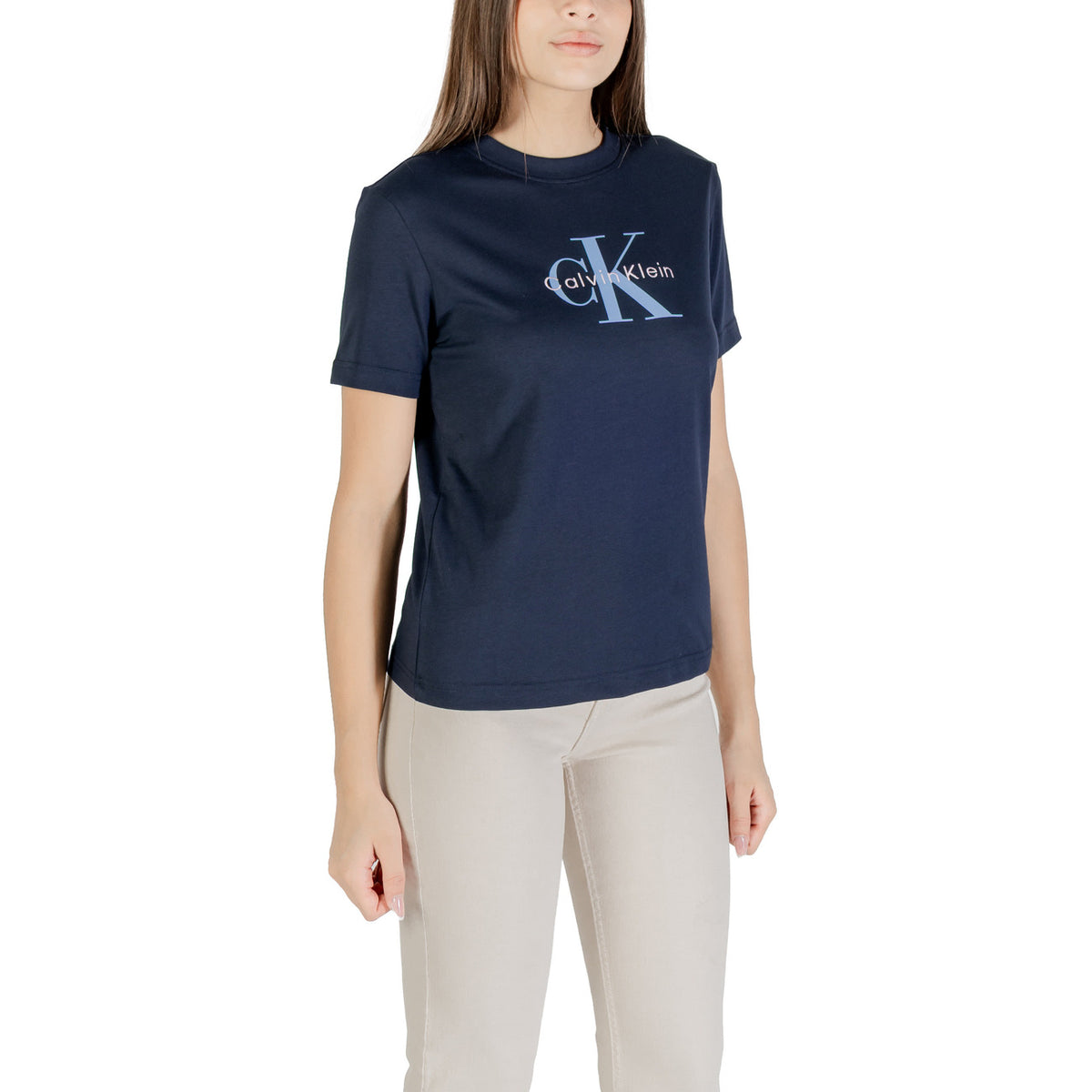 Image 3 : T-shirt bleu Calvin Klein Jeans femme col rond manches courtes — delvale
